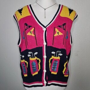 Karen Scott Sport Vintage Golf Knit Sweater Vest